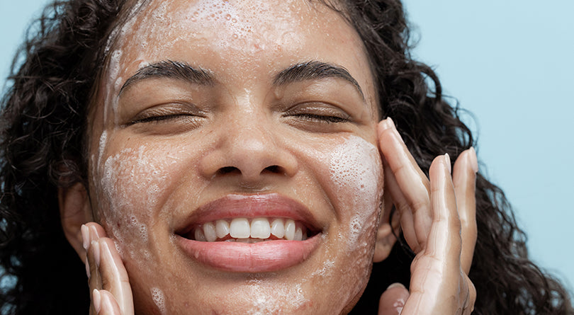 Close Up Model Image Using A Cleanser