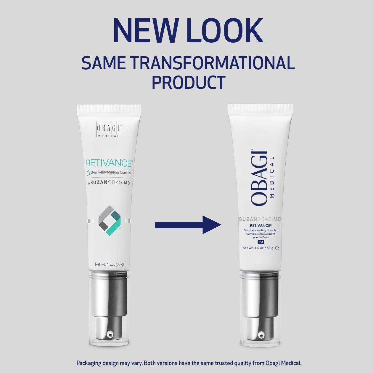 SUZANOBAGIMD RETIVANCE Skin Rejuvenating Complex Before and After packaging transition