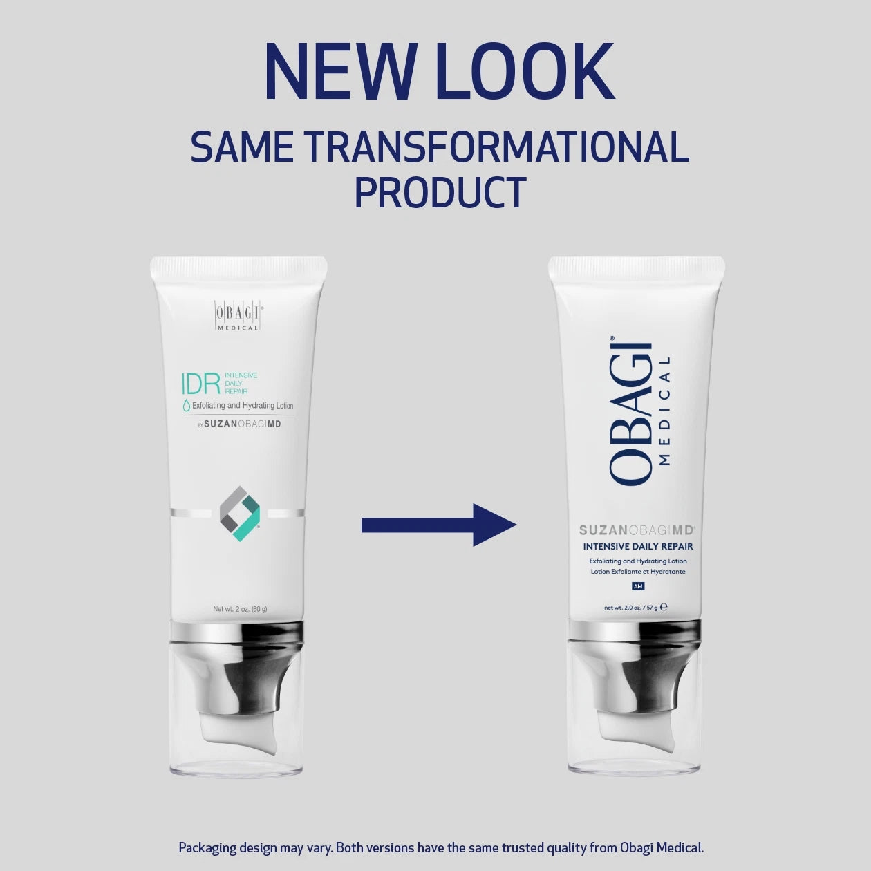 SUZANOBAGIMD Intensive Daily Repair Bottle before and after packaging transition. New look, same transformational product.